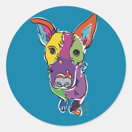 Quincy Texas Piedog Ronde Sticker (Voorkant)