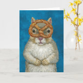 Quincy the squirrel wenskaart kaart (Gele Bloem)