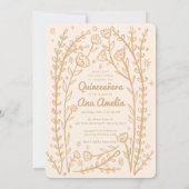Quineañera 15th BDay grillige Bloemenwijnstokken C Kaart (Achterkant)
