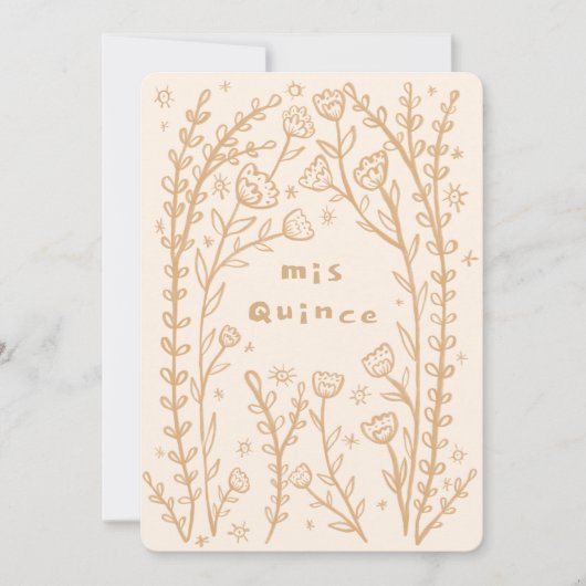 Quineañera 15th BDay grillige Bloemenwijnstokken C Kaart (Voorkant)