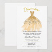 Quineanera Gold Glitter Lace Party Invitation Kaart (Voorkant / Achterkant)