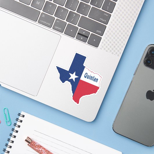 Quinlan Texas Sticker (Laptop met iPhone)