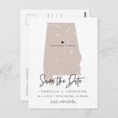 QUINN- Alabama Kaart Save the Date (Verplaatsbaar (Voorkant / Achterkant)