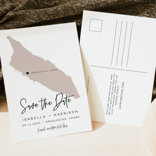 QUINN Aruba Kaart Save the Date *Verplaatsbaar Har