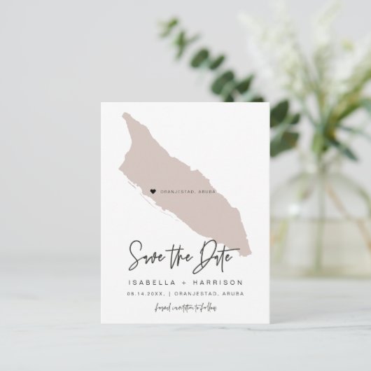 QUINN Aruba Kaart Save the Date *Verplaatsbaar Har (Staand voorkant)