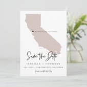 QUINN | Blush California Map Opslaan Datum Kaart (Staand voorkant)