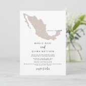 QUINN Blush Mexico Map Destination Travel Weduwing Kaart (Staand voorkant)