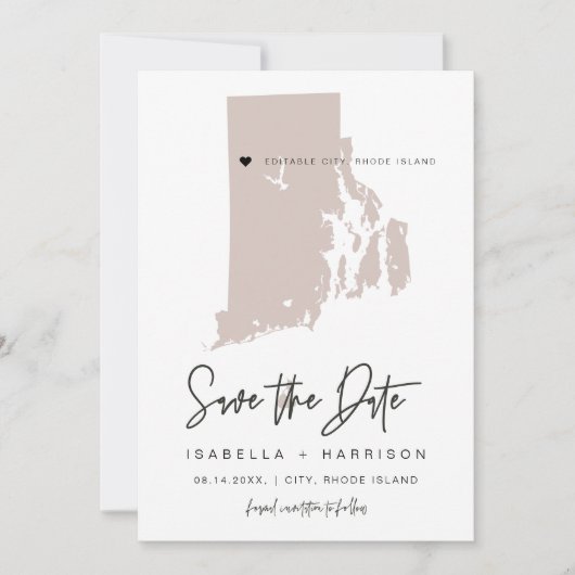 Quinn Blush Pink Rhode Island Kaart Bewaar de datu (Voorkant)