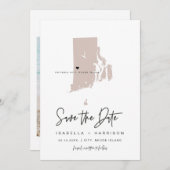 QUINN Blush Rhode Island Bagagelabel Save the Date Kaart (Voorkant / Achterkant)