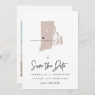 QUINN Blush Rhode Island Bagagelabel Save the Date Kaart