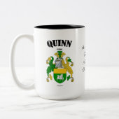 Quinn Family Crest, vertaling en betekenis Tweekleurige Koffiemok (Links)