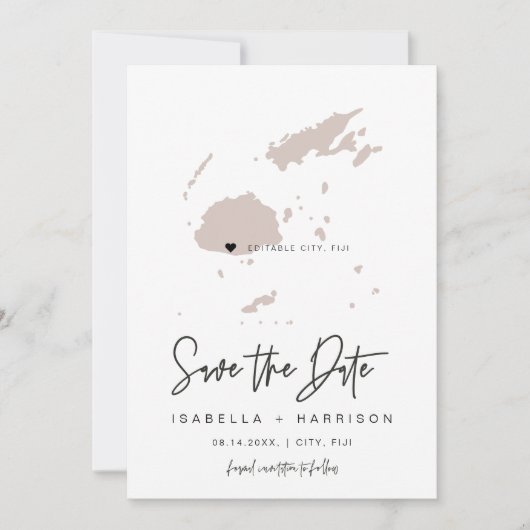 QUINN FIJI Blush Pink Map Opslaan Datum Kaart (Voorkant)