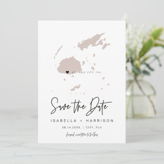 QUINN FIJI Blush Pink Map Opslaan Datum Kaart (Staand voorkant)