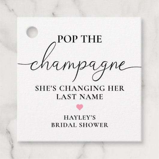 Quinn Floral Pop de champagne bruiloftsfeest Bedankjes Labels (Voorkant)