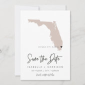 QUINN FLORIDA Blush Pink Map Photo Save the Date Kaart (Voorkant)
