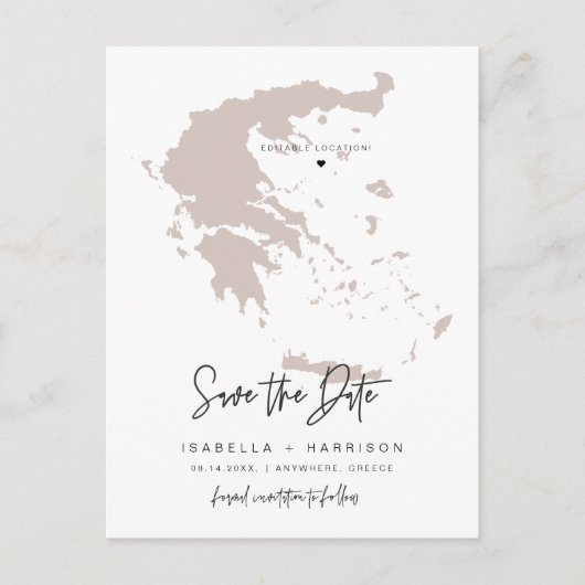 QUINN Griekenland Kaart Save the Date (Beweegbaar (Voorkant)