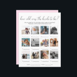 Quinn Hoe oud was het bruidsspel Fotospel<br><div class="desc">Dit vrijgezellenfeest hoe oud was het bruidsfotospel is een leuk interactief spel. Het spel kan worden gepersonaliseerd door het toevoegen van uw eigen foto's van de bruid. Voor het beste resultaat snijd je afbeeldingen in een vierkant voordat je ze uploadt naar Zazzle. Voor meer geavanceerde aanpassingen van dit ontwerp selecteert...</div>