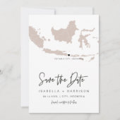QUINN INDONESIA Blush Pink Map Photo Save the Date Kaart (Voorkant)