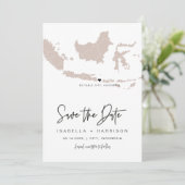 QUINN INDONESIA Blush Pink Map Photo Save the Date Kaart (Staand voorkant)