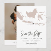 QUINN INDONESIA Blush Pink Map Photo Save the Date Kaart (Voorkant / Achterkant)