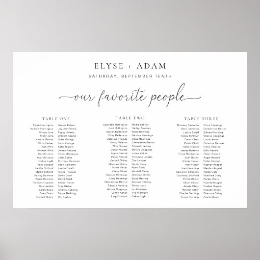 Quinn Minimal 3 Banquet Table Plan Schuimbord Poster (Voorkant)