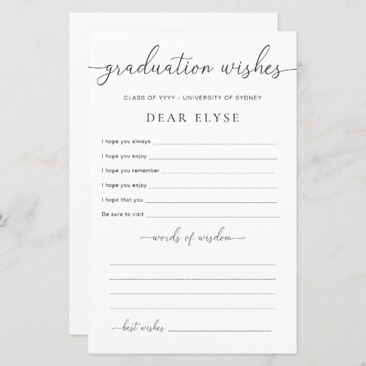 Quinn minimale Afstuderen wensen (Voorkant / Achterkant)