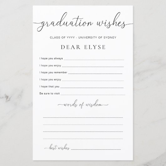 Quinn minimale Afstuderen wensen (Voorkant)