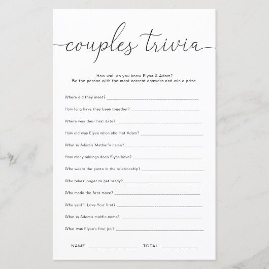 Quinn Minimale paren Trivia Game (Voorkant)