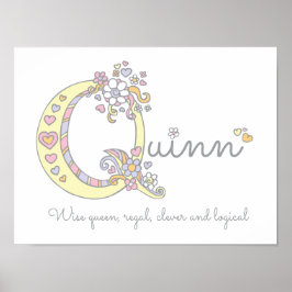 Quinn monogram kunst meisjes naam en betekenis pos poster