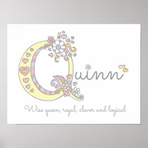 Quinn monogram kunst meisjes naam en betekenis pos poster