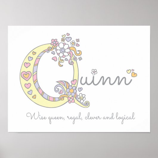 Quinn monogram kunst meisjes naam en betekenis pos poster (Voorkant)