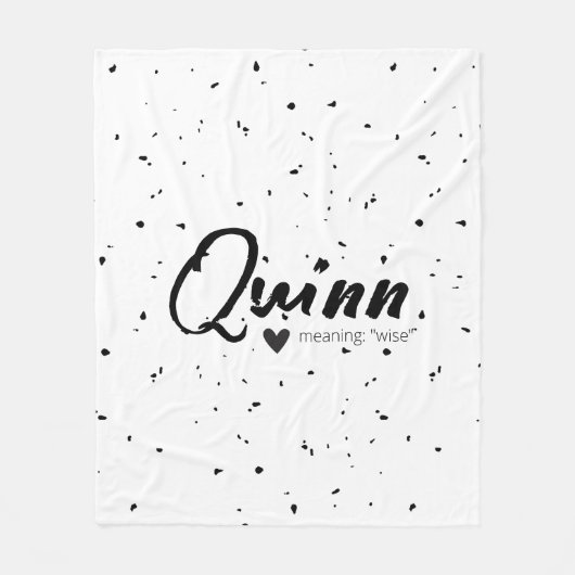 Quinn-naam betekent minimaal modern zwart wit star fleece deken (Voorkant)
