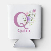Quinn Naam met een bloemendesign Blikjeskoeler (Achterkant)