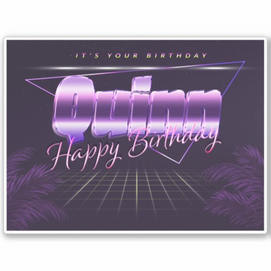Quinn Name Vorname lila retro Sticker Geburtstag (Voorkant)