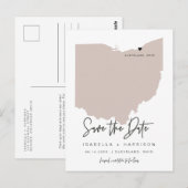 QUINN- Ohio Kaart Save the Date (Verplaatsbaar Har (Voorkant / Achterkant)