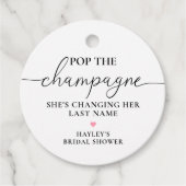 Quinn Pop de Champagne Bruiloft Feest Bedankjes Labels (Voorkant)