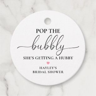 Quinn Pop van het Bubbly Champagne Vrijgezellenfee Bedankjes Labels