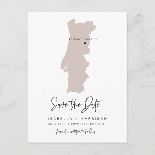 QUINN Portugal Kaart Save the Date (Beweegbaar Har (Voorkant)