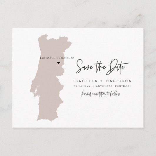 QUINN Portugal Kaart Save the Date (Beweegbaar Har (Voorkant)