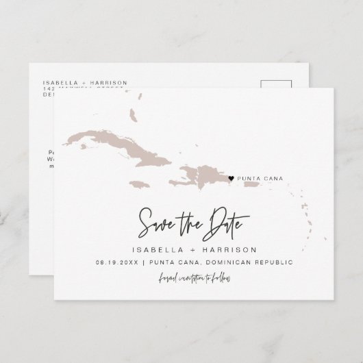 QUINN Punta Cana Map slaat het verwisselbare hart Briefkaart (Voorkant / Achterkant)