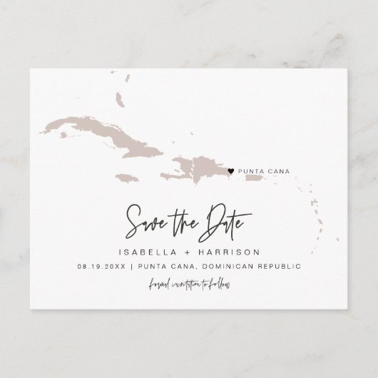 QUINN Punta Cana Map slaat het verwisselbare hart  Briefkaart (Voorkant)