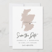 QUINN SCOTLAND Blush Pink Map Photo Save the Date Kaart (Voorkant)