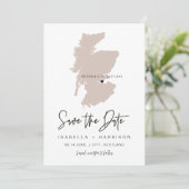 QUINN SCOTLAND Blush Pink Map Photo Save the Date Kaart (Staand voorkant)