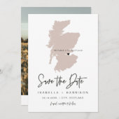 QUINN SCOTLAND Blush Pink Map Photo Save the Date Kaart (Voorkant / Achterkant)