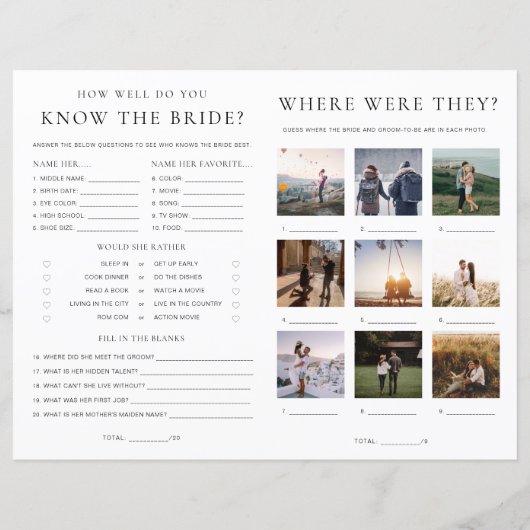 Quinn Script Bridal Shower Game and Menu Booklet (Achterkant)