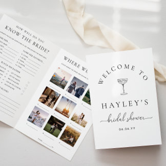 Quinn Script Bridal Shower Game and Menu Booklet Kaart