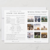 Quinn Script Bridal Shower Game and Menu Booklet Kaart (Achterkant)