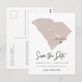 QUINN- South Carolina Kaart Save the Date EDITABLE (Voorkant / Achterkant)