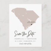 QUINN- South Carolina Kaart Save the Date EDITABLE (Voorkant)