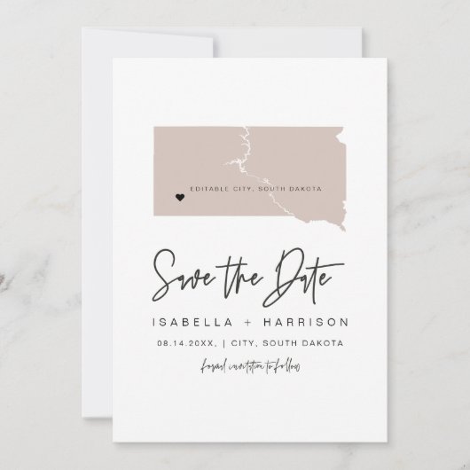 QUINN SOUTH DAKOTA Blush Map Opslaan op datum I Kaart (Voorkant)